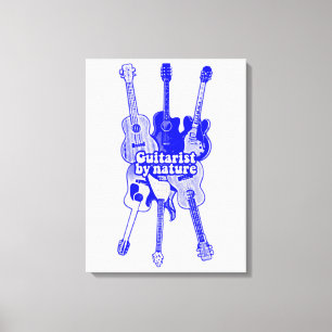 Impressão Em Tela Guitarrista por natureza. Violão azul vintage