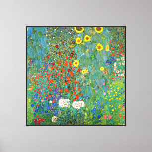 Impressão Em Tela Gustav Klimt - Jardim de Fazenda com Girassóis