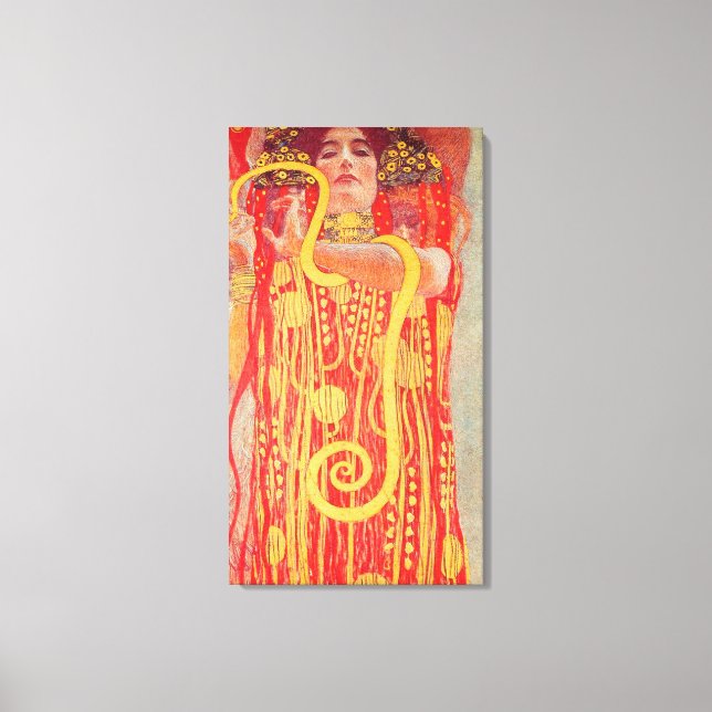 Impressão Em Tela Gustav Klimt Red Woman Dourada pintura Cobra (Frente)