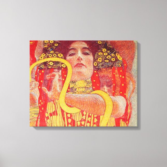 Impressão Em Tela Gustav Klimt Red Woman Gold Snake Painting (Frente)