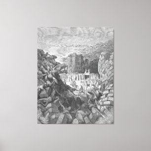 Impressão Em Tela Gustave Doré - As muralhas de Jericó desabam