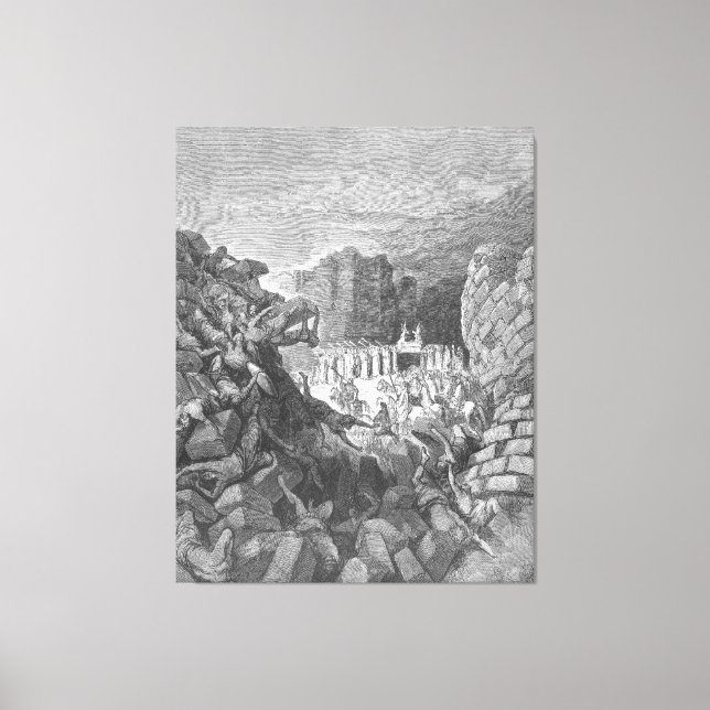 Impressão Em Tela Gustave Doré - As muralhas de Jericó desabam (Frente)