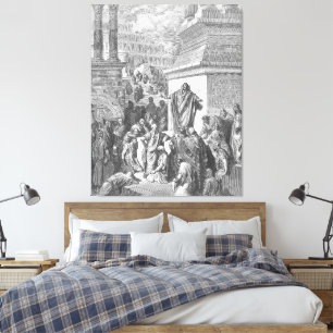 Impressão Em Tela Gustave Doré - Jonas Prega aos Nínivitas