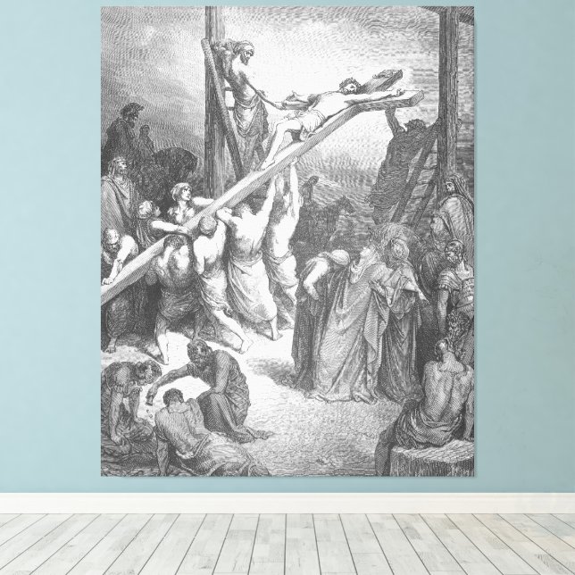 Impressão Em Tela Gustave Doré - Luke 23B The Cross is Lifted Up (Insitu(piso de madeira))