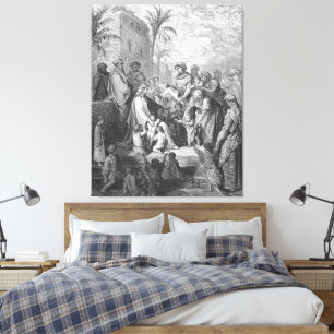 Impressão Em Tela Gustave Doré - Marcos 10 Jesus Abençoa os Pequenos