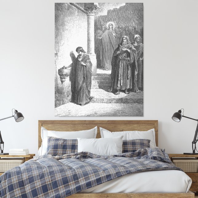 Impressão Em Tela Gustave Doré - Marcos 12 A Moeda da Viúva (Insitu(Quarto))