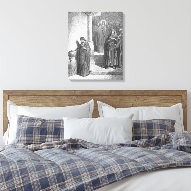 Impressão Em Tela Gustave Doré - Marcos 12 A Moeda da Viúva (Insitu(Quarto))