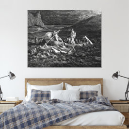 Impressão Em Tela Gustave Doré - Phlegyas Ferge Dante e Virgílio