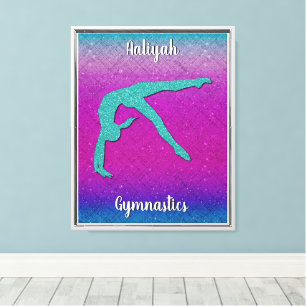 Impressão Em Tela Gymnastics Girl Turquoise Magenta Ombre