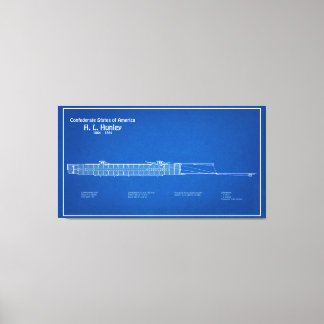 Impressão Em Tela H. L. Hunley - Ship Blueprint Plan ABD