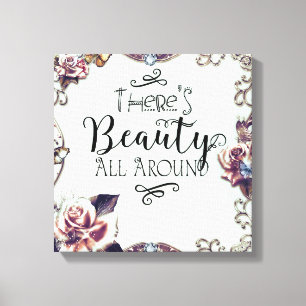 Impressão Em Tela Há beleza em todas as borboletas e Rosas