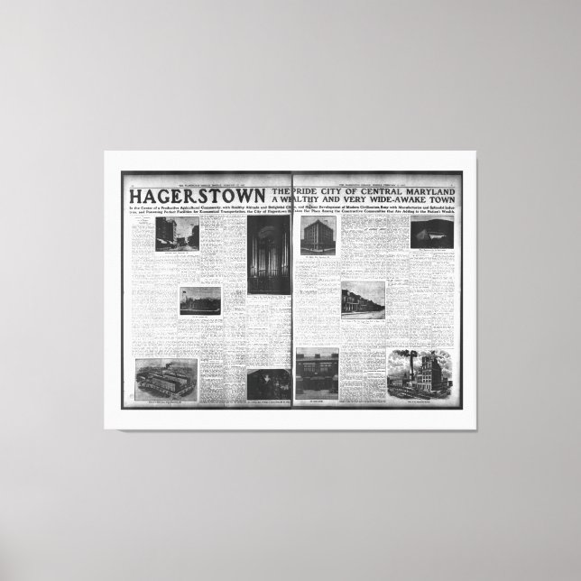 Impressão Em Tela Hagerstown em Washington Herald 1912 (Frente)