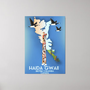 Impressão Em Tela haida gwaii Colúmbia Britânica mapa canadense