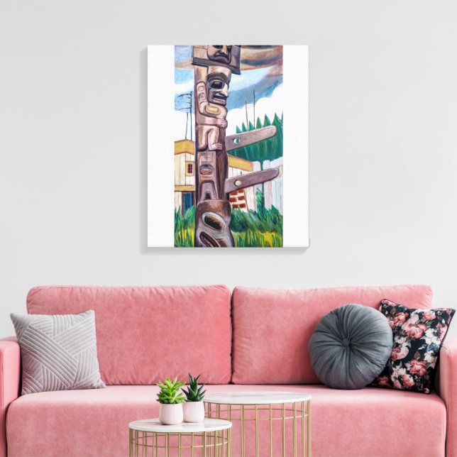 Impressão Em Tela Haida Totem | Emily Carr | (Insitu(Sala de estar))