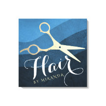 Hair Salon Hairstylist Tesoura Azul e Dourada Mode
