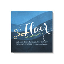 Hair Salon Hairstylist Tesoura Azul e Dourada Mode
