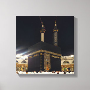 Impressão Em Tela Hajj Pilgrims em Fajr, Kaaba, Meca, Arábia Saudita