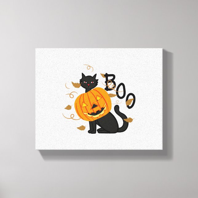 Impressão Em Tela Halloween Black cat Boo (Frente)