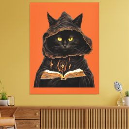 Impressão Em Tela Halloween Cat Reading Preys Anatomy Spell List