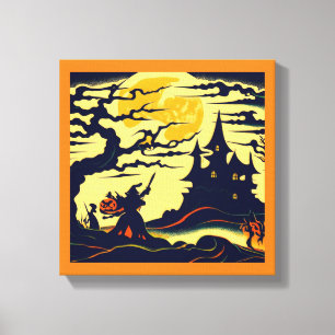 Impressão Em Tela Halloween - Estilo Xilogravura 1