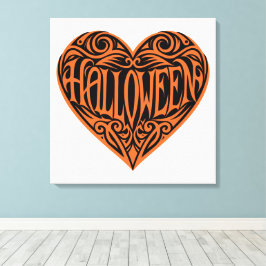 Impressão Em Tela Halloween Heart, Orange Heart, Holiday