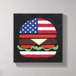 Impressão Em Tela Hamburger América (Pintura Preta Nº 4)