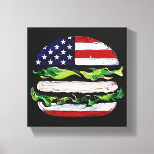 Impressão Em Tela Hamburger América (Pintura Preta Nº 5)