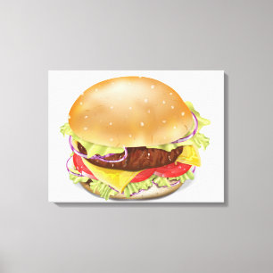 Impressão Em Tela Hambúrguer delicioso ou cheeseburger.