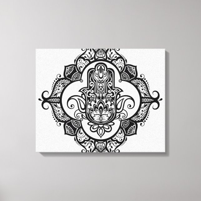 Impressão Em Tela Hamsa com Ornaments Étnic Doodle 6 (Frente)