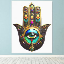Hamsa Dourado Marrom Colorido Olho Terceiro Arco-í