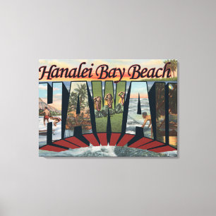 Impressão Em Tela Hanalei Bay Beach, Havaí - Grandes Cenas de Letra