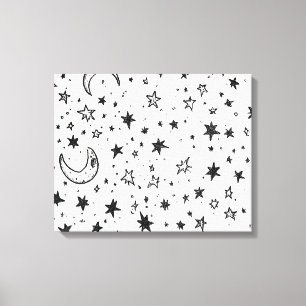 Impressão Em Tela Hand Drawn Celestial Night Sky Pattern