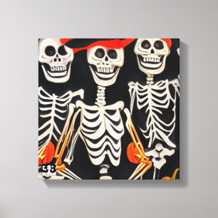 Impressão Em Tela Happy Halloween Skeletons