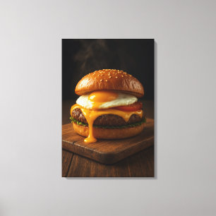 Impressão Em Tela Harmonia Dourada – O Cheeseburger Gourmet Perfeito