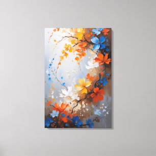 Impressão Em Tela Harmonia Floral Vibrante – Impasto Abstrato