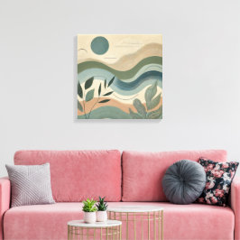 Impressão Em Tela Harmonia Natural - Arte de Ondas Abstratas Orgânic