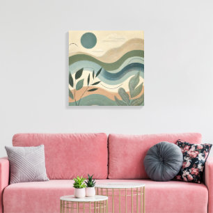 Impressão Em Tela Harmonia Natural - Arte de Ondas Abstratas Orgânic
