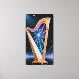 Impressão Em Tela harp strings transform into a shimmering spiderweb
