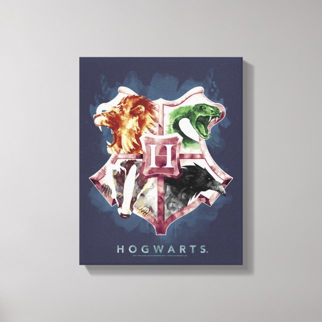 Impressão Em Tela Harry Potter | Brasão de HOGWARTS™ Aquarela (Frente)