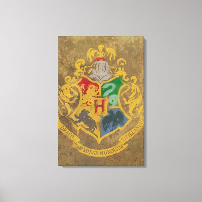 Impressão Em Tela Harry Potter | Hogwarts Crest - Preto e Branco (Frente)