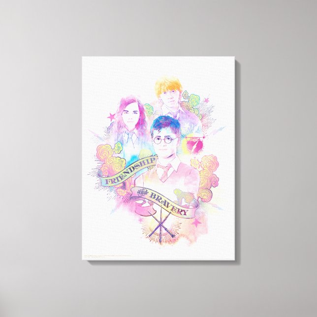 Impressão Em Tela Harry Potter Spell | Harry, Hermione e Ron Waterc (Frente)