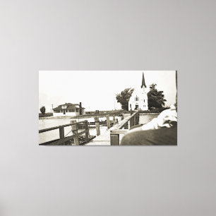 Impressão Em Tela Harsens Island Michigan Rua Marks Church, 1925