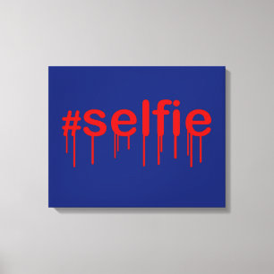 Impressão Em Tela Hashtag Selfie Drooling em decor azul