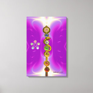 IMPRESSÃO EM TELA HASTE DE ASCLEPIUS 7 CHAKRAS, IOGA, ENERGIA