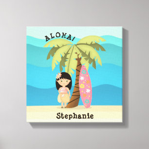 Impressão Em Tela Havaiana Surfer Girl