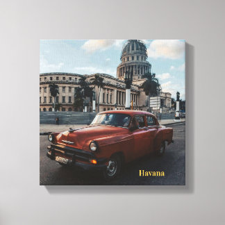 Impressão Em Tela Havana Cuba Carro Clássico Antigo