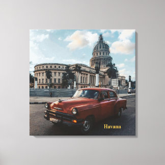 Impressão Em Tela Havana Cuba Carro Clássico Antigo