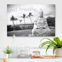 Hawaii Buddha Black White Photo Apenas Respire A C