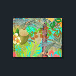 Impressão Em Tela Hawaii Flower Hula Vintage - Gráfico Floral<br><div class="desc">Colagem Hula Colorida do Havaí - Esta imagem é um design gráfico de arte de flores e palmeiras do Havaí. A colagem botânica é sobre a cor da ilha tropical.</div>