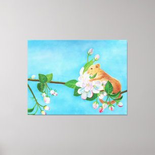 Impressão Em Tela Hazel Dormouse em um galho florescente